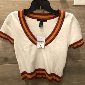 White with stripes going out top